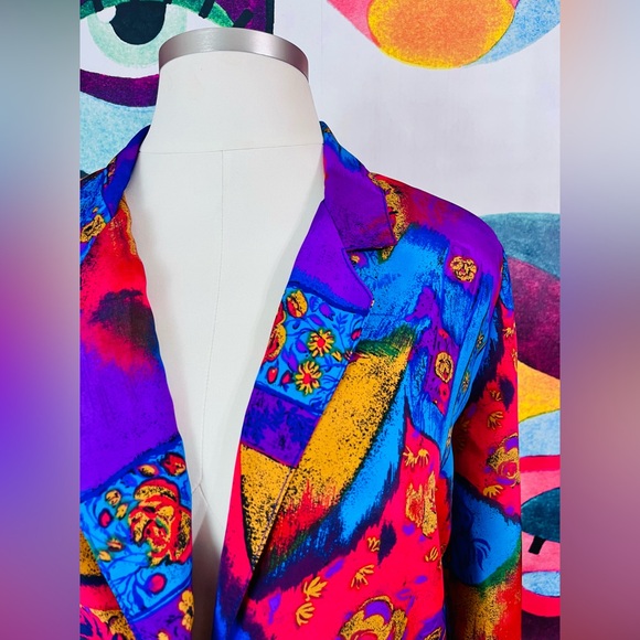 VTG 1990s Multicolor Floral Blazer Jacket - Picture 2 of 6